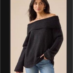 Altar'd State Off-Shoulder Charcoal Sweater